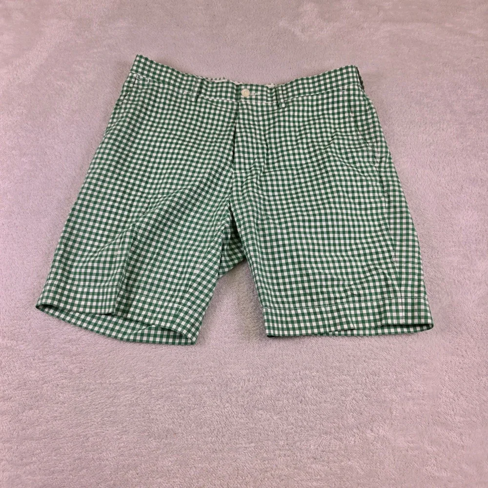 Polo Ralph Lauren Suffield Shorts Mens 34 Green White Gingham Plaid Cotton